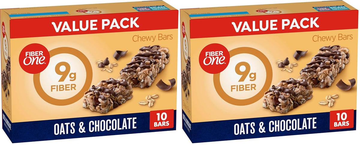 Fiber One Chewy Bars, Oats and Chocolate, Fiber Snacks, Mega Pack, 15 Ct, 21.2 oz