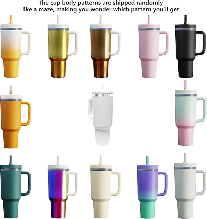 40-OZ Insulated Water Bottle,Insulated Stainless Steel Tumbler,Reusable Cold Drink Thermos,BPA-Free, Double-Wall Stainless Steel Water Bottle (Cup Body Color-Blind Box, 40, Fluid Ounces)