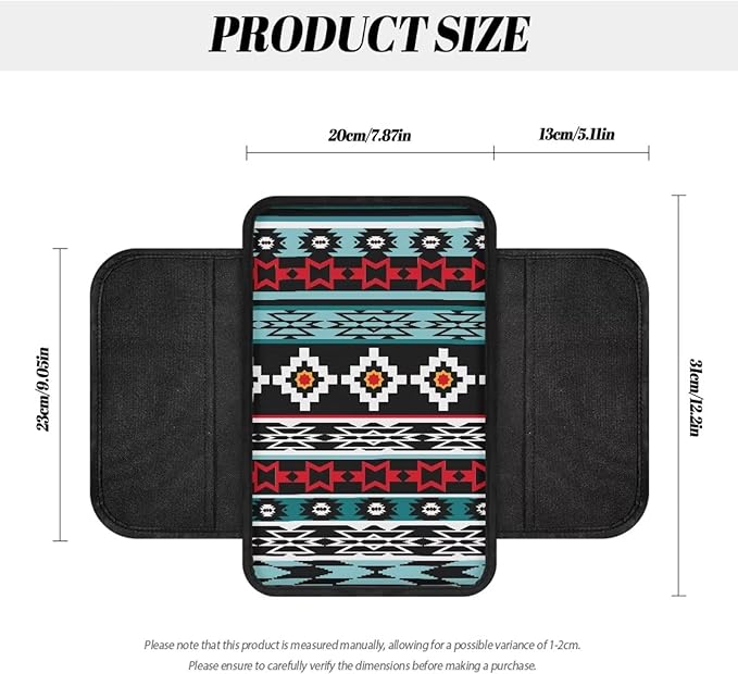 BIGCARJOB Southwest Tribal Armrest Cover for Car Center Console Auto Interior Accessories Aztec Tribal Style Center Console Armrest Pads Car Armrest Seat Box Cover Cushion,Universal Fit