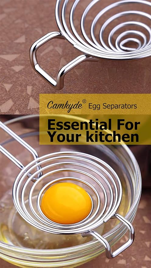 CAMKYDE Egg Separator Food Grade Stainless Steel Egg Yolk White Separation Tool, Set of 2 (Red)