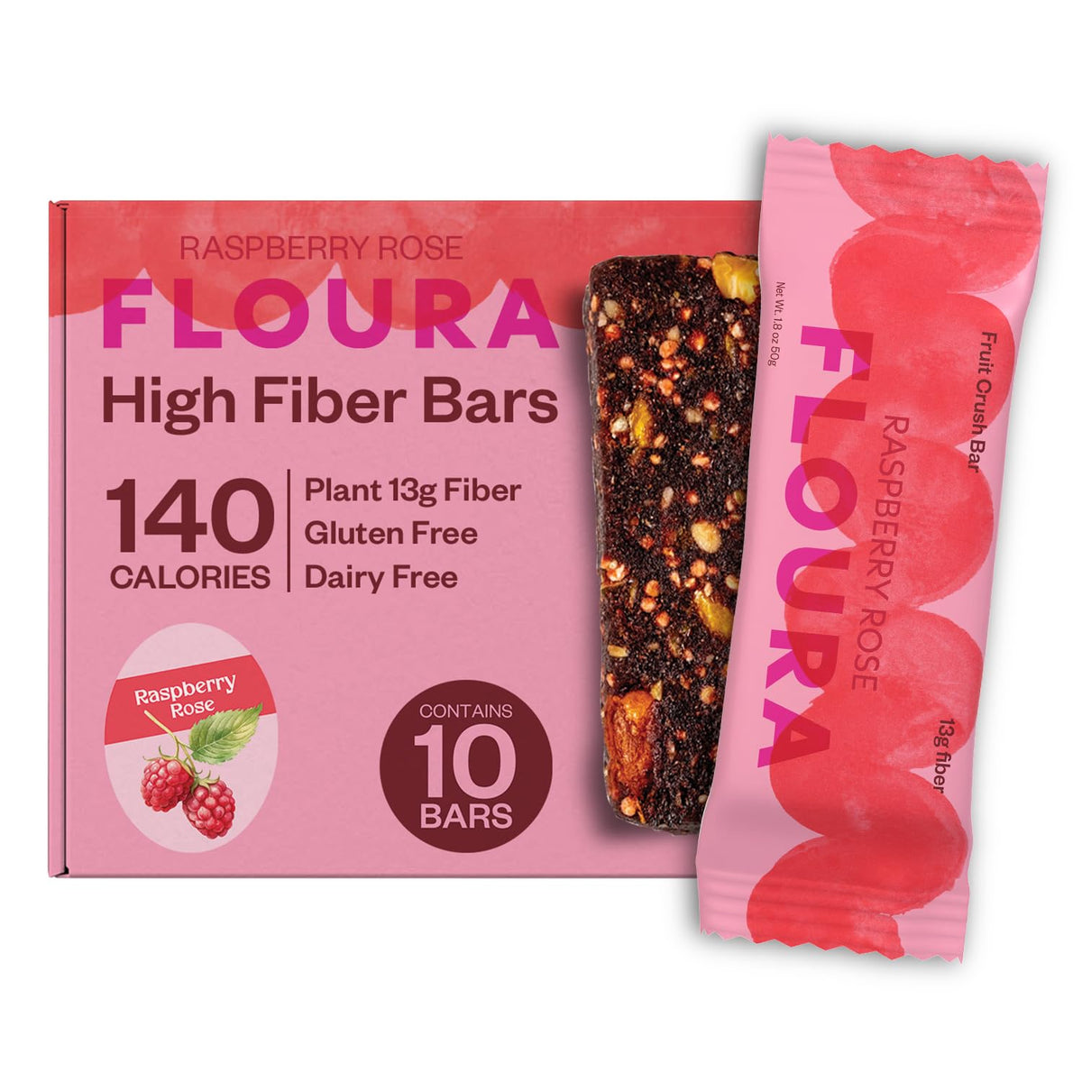 Floura Variety Pack Fruit-Forward Fiber Bars– High Fiber, Vegan, Gluten & Dairy Free, Low Calorie Healthy Snack Bars with Upcycled Produce for Gut Health [12 Pack- 2 of Each Flavor]