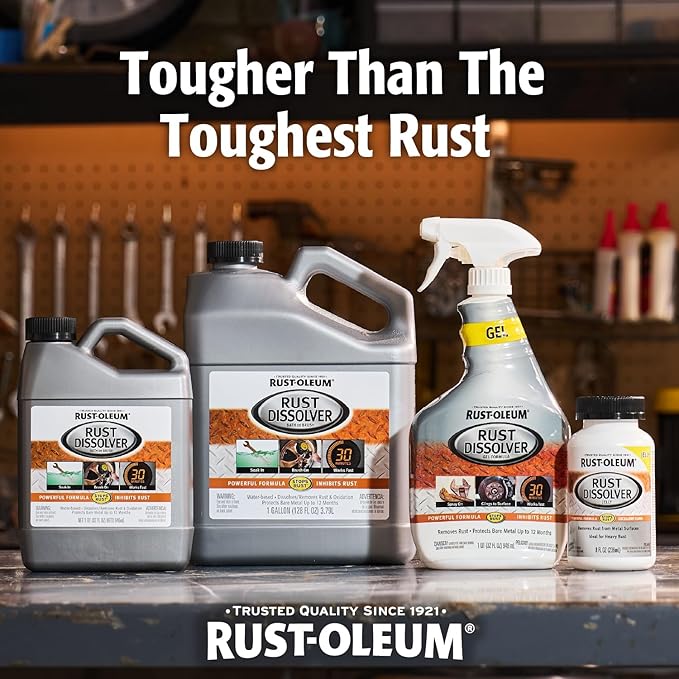 Rust-Oleum Rust Dissolver Trigger Spray Gel | Heavy-Duty Corrosion Remover for Metal Tools, Cars, Bikes, Grills, Bolts, Firearms & More | 32 oz