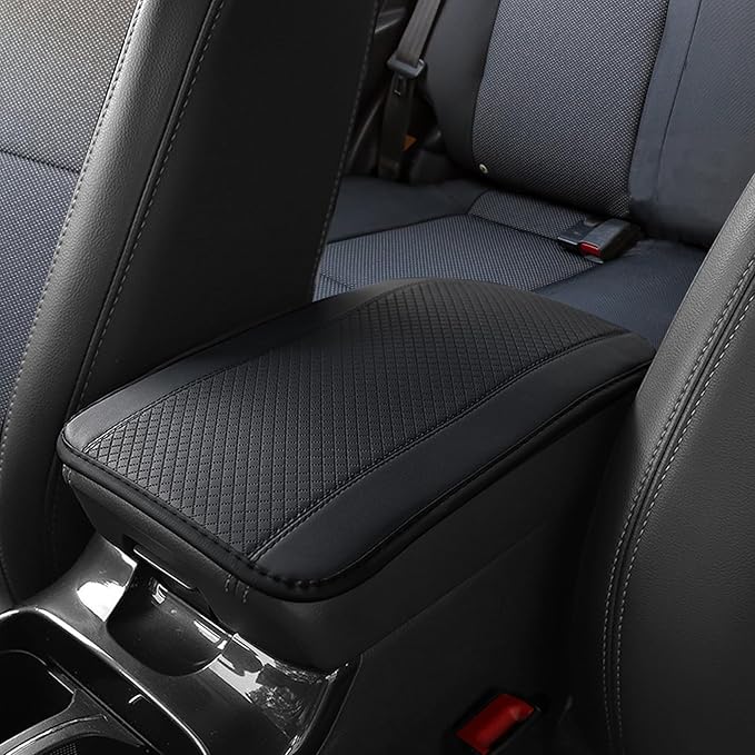 Car Center Console Armrest Pad, 12.6X 7.2 Inch PU Leather Waterproof Auto Armrest Seat Box Cover Protector, Car Center Console Cover, Universal Car Interior Accessories for Cars, Trucks, SUVs
