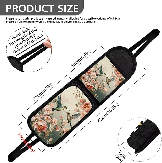 Floral Hummingbird Automatic Seat Side Storage Hanging Bag Car Seat Storage Organizer Box Multifunctional Car Organization Accessories 1 Pack