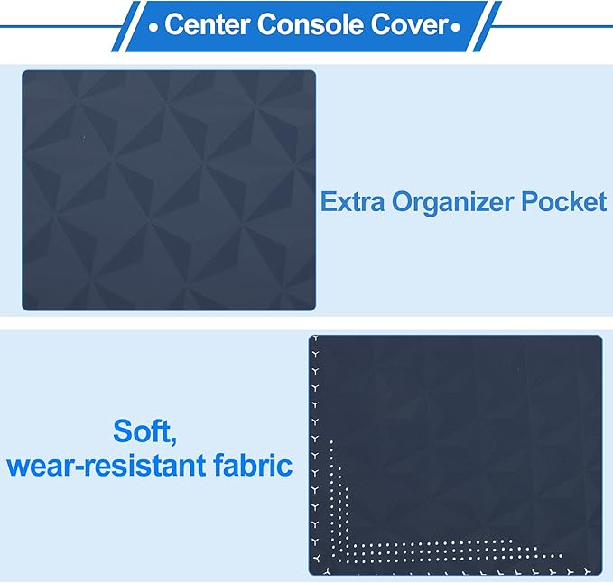 Car Center Console Cushion Pad 12.59"X7.67" Center Console Cover Armrest Seat Box Cover Faux Leather Blue