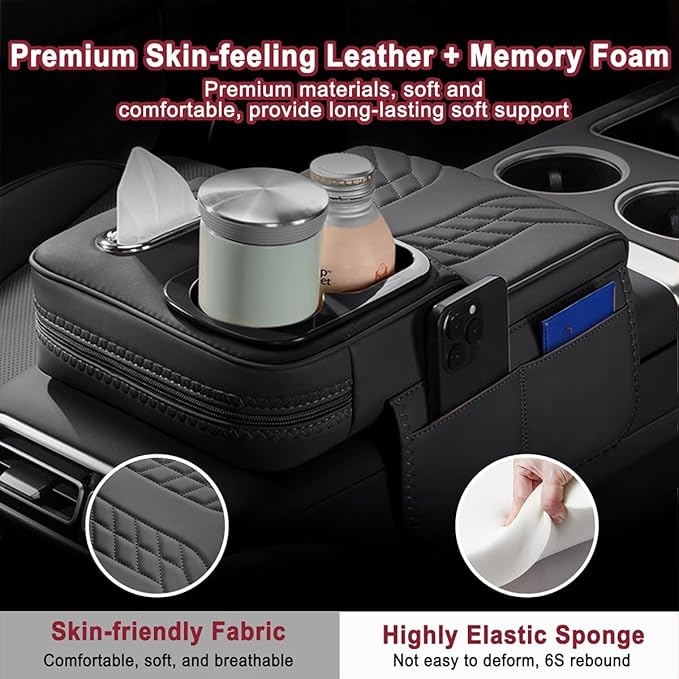Car Armrest Cover for Tesla Model X 2015–2020 2021 2022 2023 2024 2025 2026, Center Console Cover Mat Armrest Seat Box Cover Cushion Console Pad Interior Accessories,C