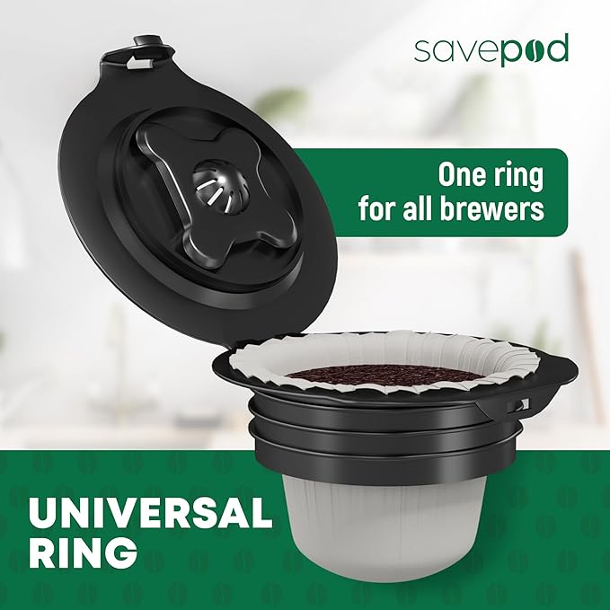 SavePod Universal Ring for Reusable Coffee Pods – Compatible with Keurig and K-Cup Brewers –Compatible Pod System with Sustainable Pod Ring – Reusable Coffee Pods (3-Pack)