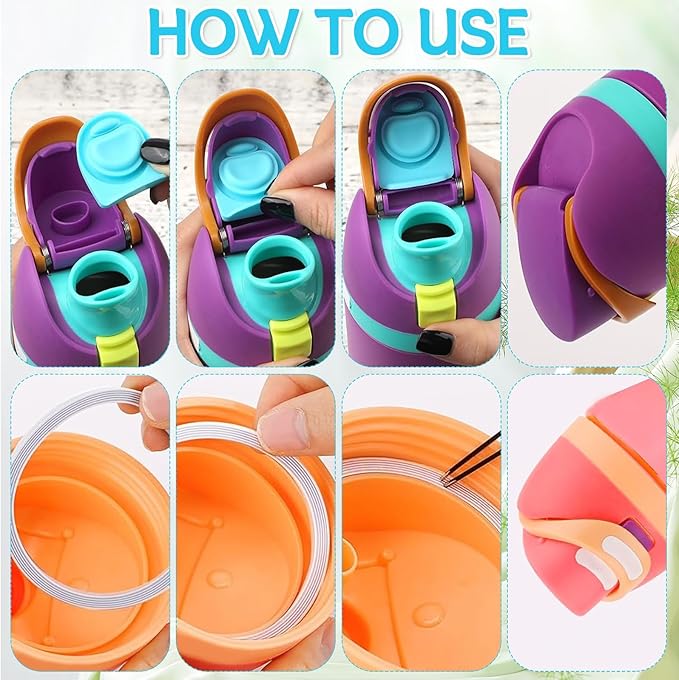 6 Sets Replacement Stopper and O Ring Gasket Compatible with Owala FreeSip 24oz 32oz,Water Bottle Lid Insert Cap Silicone Seal Parts for Owala 16/19/24/32/40oz Mouthpiece Accessories Z6S1