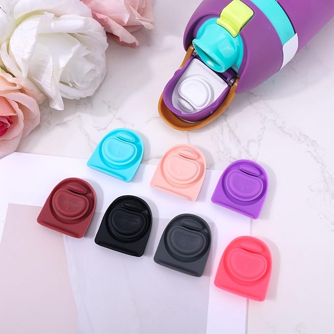BOXOB 8pcs Silicone Bottle Stopper for Owala FreeSip 24oz 32oz, Water Bottle Plug Mouth Lid Cap Top Seal Replacement Parts Accessories Compatible with Owala 16/19/24/32/40oz (8 Colors)