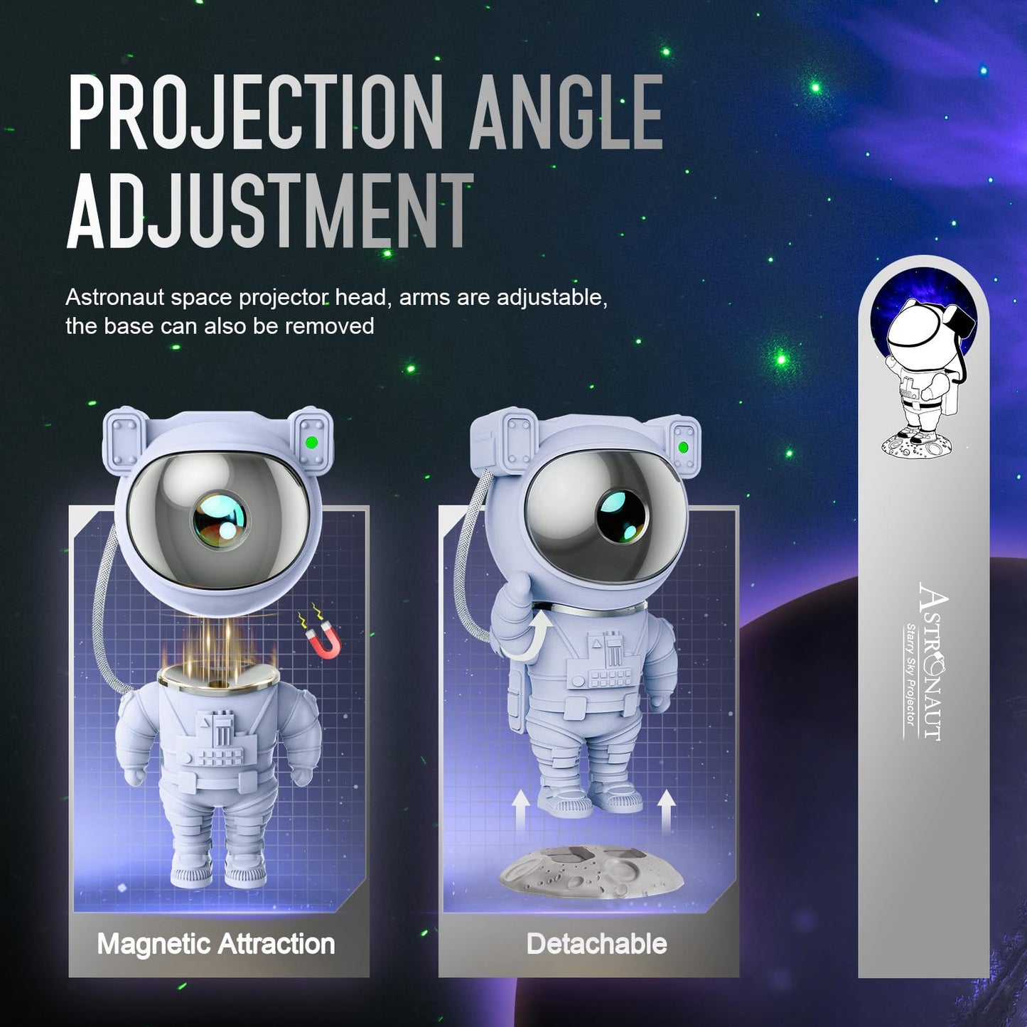 Mooyran Astronaut Galaxy Projector Night Light - Blue, Nebula Effects, Timer, Model TYD-YHY-001
