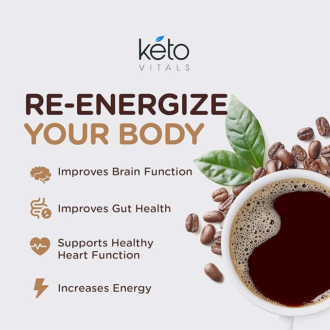 Keto Vitals Instant Keto Coffee Powder with MCT Oil & Vitamins - Low-Calories, Low-Carb, No Artificial Sweeteners – Energy & Metabolism Support – 30 Single-Serve Sticks (Original, Vanilla & Mocha)