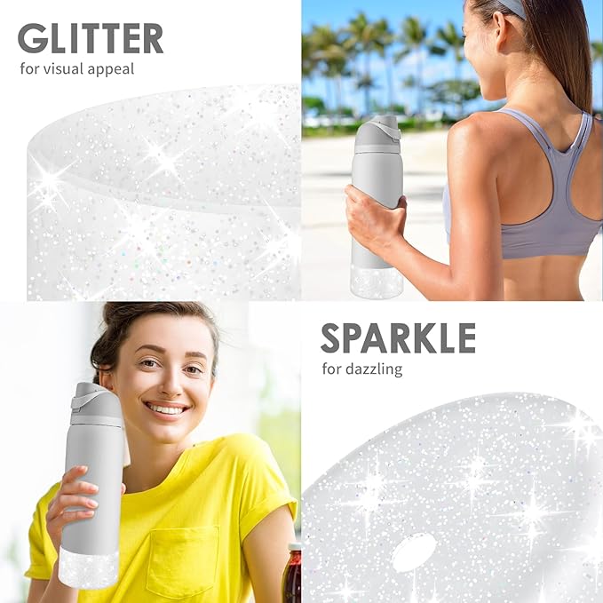Protective Glitter Silicone Boot Compatible with Owala 24oz 32oz 40oz, Bling Cup Sleeve Bottom Bumper Cover Compatible with Owala FreeSip, Twist, or Flip Stainless Steel Water Bottles