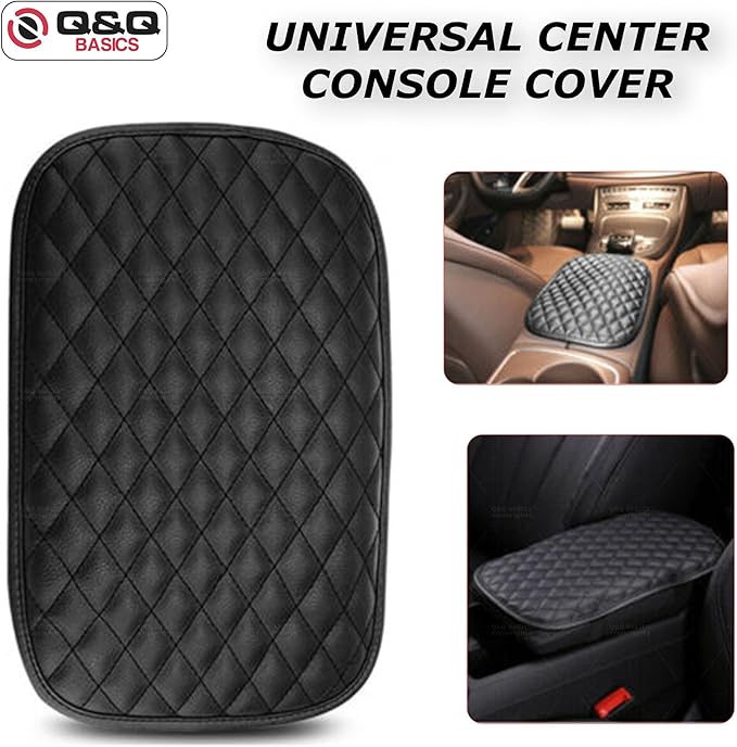 Q&Q Basics Universal Car Center Console Cover: Upgrade Your Ride with Our Sleek PU Leather Middle Console Cover Pad Protector. Durable, and Easy to Install Car Armrest Cover Armrest Cushion Cover.