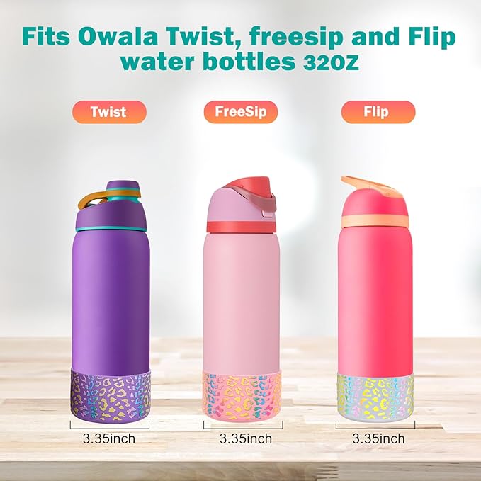 WK IEASON 2Pcs Silicone Boot for Owala Water Bottle, Protective Flask Bottom Cover Base for Owala FreeSip Twist and Flip Flask Water Bottle Accessories-3.35inch Bottom Diameter