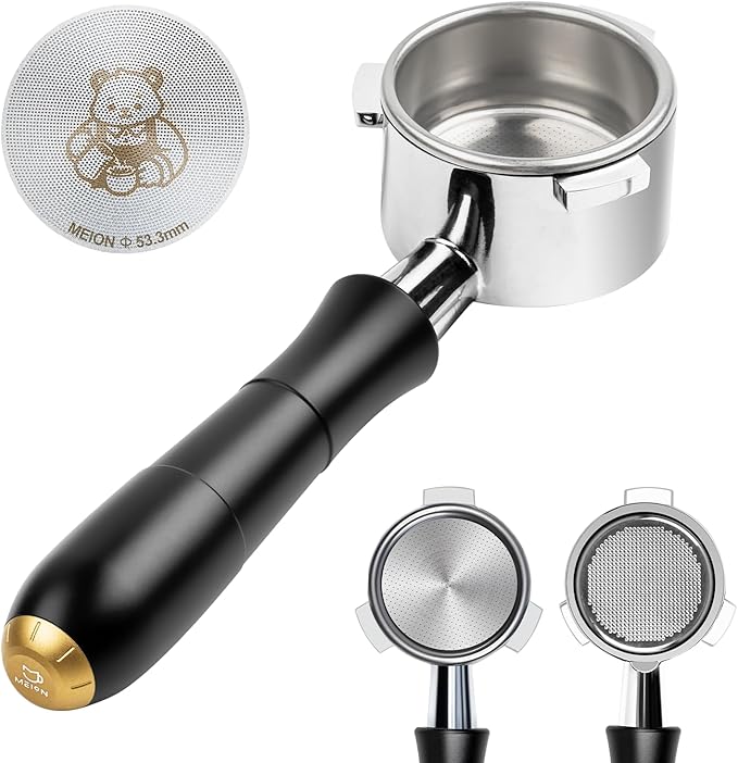 MEION Aluminium Alloy 54mm Bottomless Portafilter Compatible with Breville Barista Express Machines, Sage, Barista Pro, BES870XL, BES880, Espresso Portafilter with 18g Filter Basket & Puck Screen