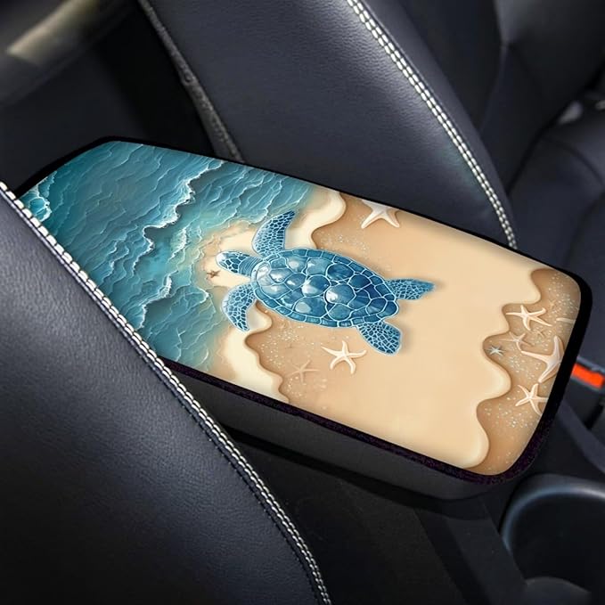 Cute Turtle Car Console Covers Armrest Console Cover Soft Car Center Console Cover Accessories Protect from Pet Claws Universal Cars Interior Accessories Decoration