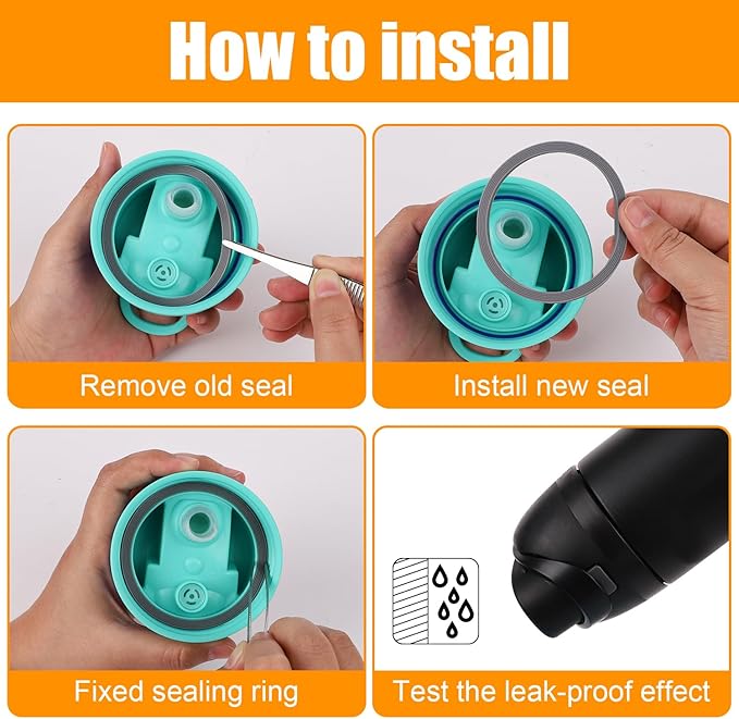 6pcs Water Bottle Sealing Ring Replacement for Owala FreeSip, Silicone Lid Seal O Ring for Owala Water Bottle 24/25/32/40 oz, Rubber Lid Gasket Replacement Bottle Accessories for Owala (Gray)