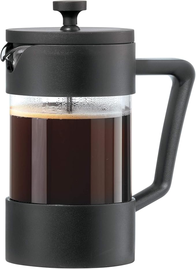 Oggi Borosilicate Glass French Press Coffee Maker (20oz)- 5 Cup Capacity, Coffee Press, Single Serve Coffee Maker, Stainless Steel Lid & Plunger, Make Great Coffee Gifts