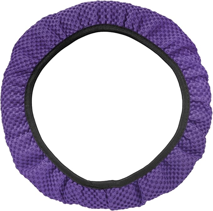 X AUTOHAUX Steering Wheel Cover Universal Elastic Stretch Antislip Breathable Microfiber Ice Silk Interior Trim Wheel Protector for Car Truck SUV Purple