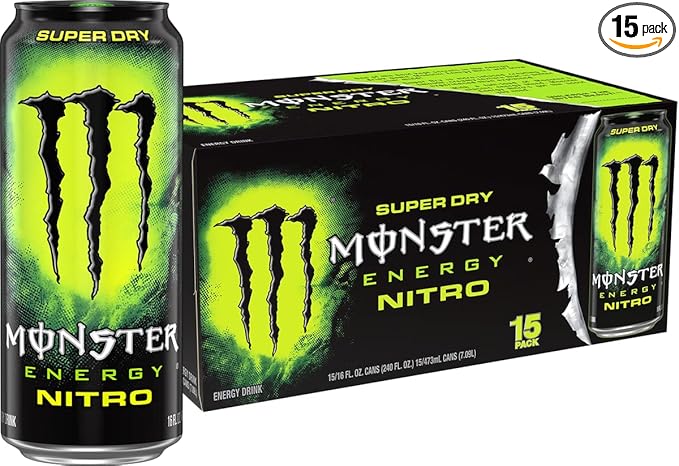 Monster Energy Nitro Super Dry, Maximum Strength, Energy Drink, 16 ounce | Pack of 15