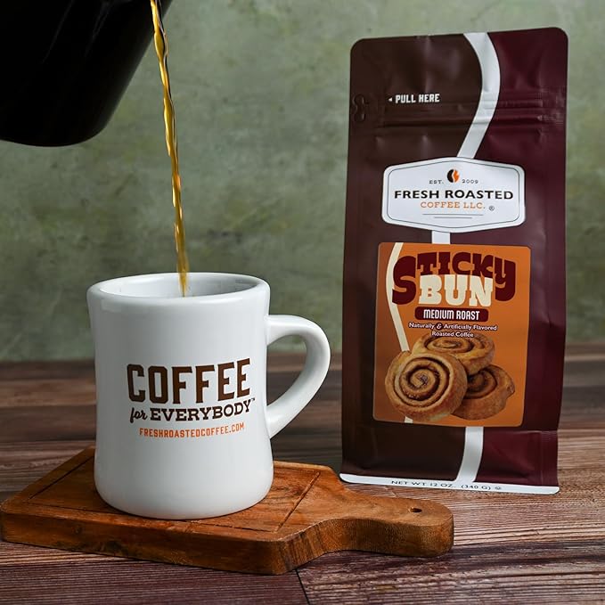 Fresh Roasted Coffee, Hazelnut Sticky Bun Flavored Coffee, 12 oz, Medium Roast, Kosher, Ground