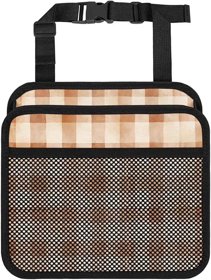 Retro Brown Checkered Car Backseat Organizer PU Leather Truck Back Seat Trash Bag Universal Hanging Storage Box Travel Accessories Foldable