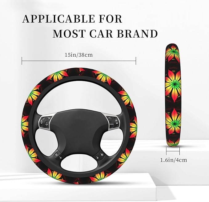 Weed Neoprene Steering Wheel Covers Women Men Car Accessories, Universal 15 Inch Fit Auto, Suvs, Truck