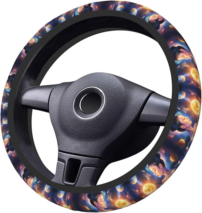 Space Galaxy Pattern Universal Fit Steering Wheel Cover for Car, Truck, and SUV, Durable Steering Wheel Protection