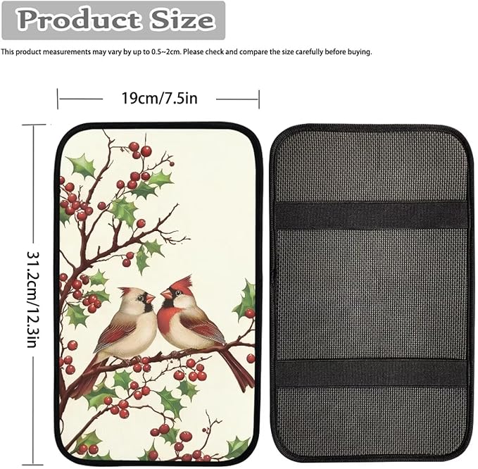 Cardinal Print Print Armrest Cushion Cover for Car Scratch Proof Car Center Console Armrest Protector Cover Universal Fit Truck Sedan SUV