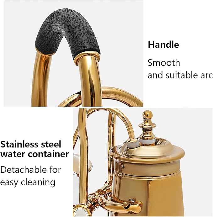 Balance Siphon Coffee Maker Gold, Gravity Coffee Brewer, Vintage Art Deco Coffee Machine, Glass Manual Brewing Pot, Retro Countertop Kitchen Decor, 400ml/13.5oz