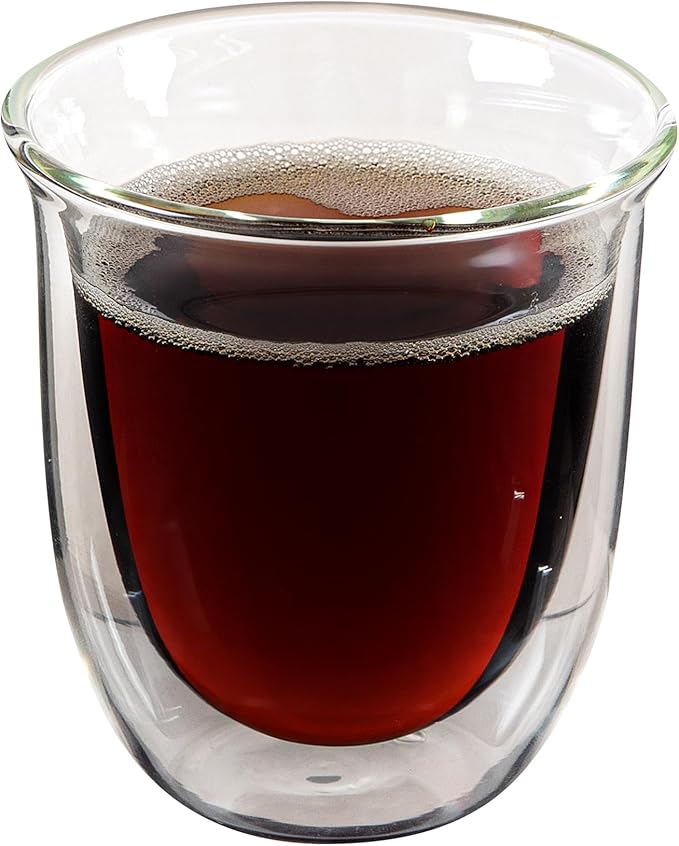 Restaurantware Coffee Cup 12 Pack of 6.8 oz Insulated Double-Wall Glass Borosilicate Coffee Cup Espresso Shot Dishwasher Safe For Hot Drinks
