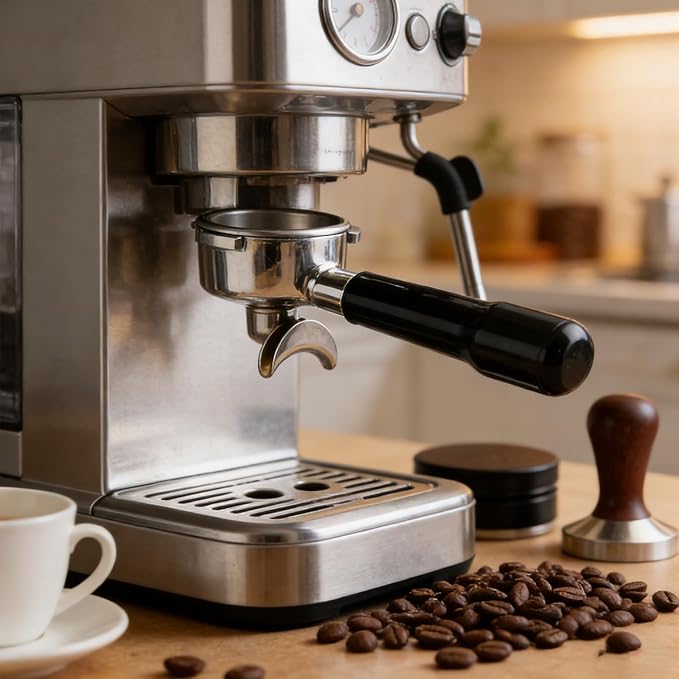 NKU 51mm Bottomless Portafilter 3 Ears with Puck Screen & Filter Basket, Anodized Aluminum Handle, Fits CASABREWS CM5418 & 3700 Series Espresso Machines