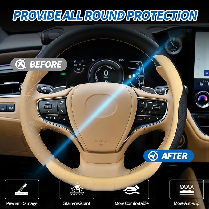 Steering Wheel Cover for Lexus RX 350 NX 300 350 250 TX 350 500h ES 350 300 GX 460 470 is 350 250 UX 200 250h 300h LX RZ Interior Accessories (Chestnut Brown)