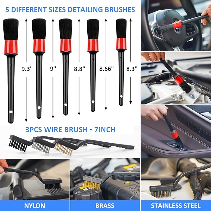 AUTODECO 44Pcs Car Wash Detailing Kit Cleaning Kits with Foam Gun Sprayer Wash Mop with Long Handle Collapsible Bucket Large Wash Mitt Towels Complete Interior Exterior Car Washing Supply Set Blue