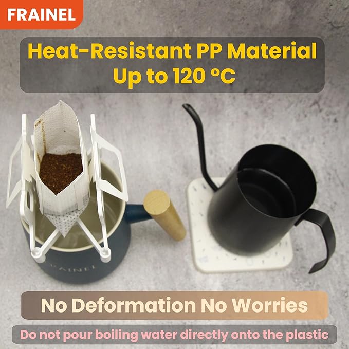 Foldable Drip Coffee Bag Stand – Portable Hanging Ear Filter Holder Bracket for Pour Over Brewing | Office, Home, Outdoor, Travel, Camping, Backpacking