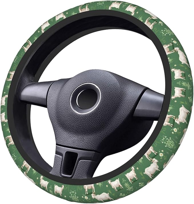 Goat Floral Car Steering Wheel Cover, 15 Inch Steering Wheel Cover Stylish Decor for Most Cars