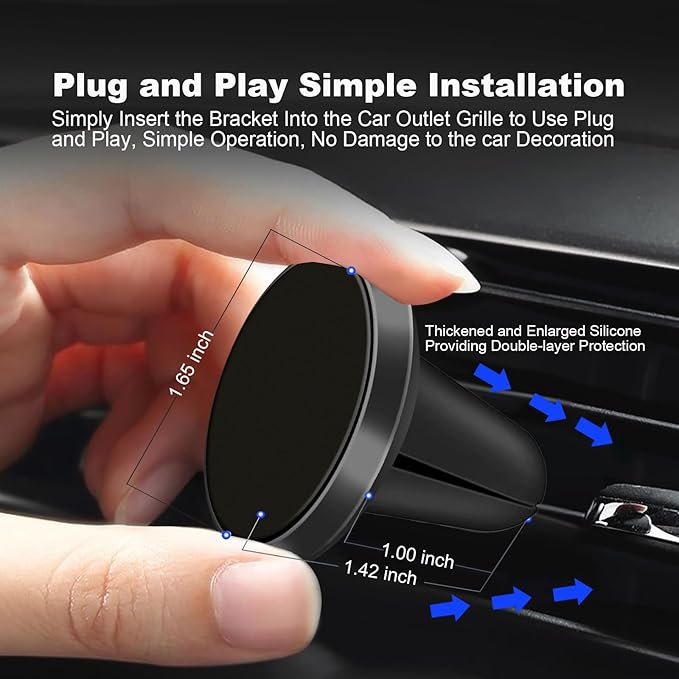 Mini Aluminum Alloy Car Vent Phone Mount Holder - N52 Super Strong Magnet Universal Compatible with for iPhone 17 Pro/16/15/14, Samsung Galaxy, iPad & mini Tablets - 2 Pack (Black)