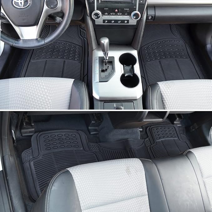 BDK Contour Liners - Original Heavy Duty Rubber Floor Mats for Car SUV Truck & Van - All Weather Protection (Original)
