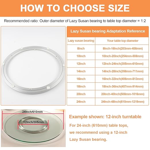 TamBee 20 Inch Lazy Susan Hardware Aluminum Bearing Metal Rotating Turntable Bearing Swivel Plate Hardware Lazy Susan Bearing Lazy Susan Parts Lazy Susan Mechanism Lazy Susan Kit Lazy Susan Base Only