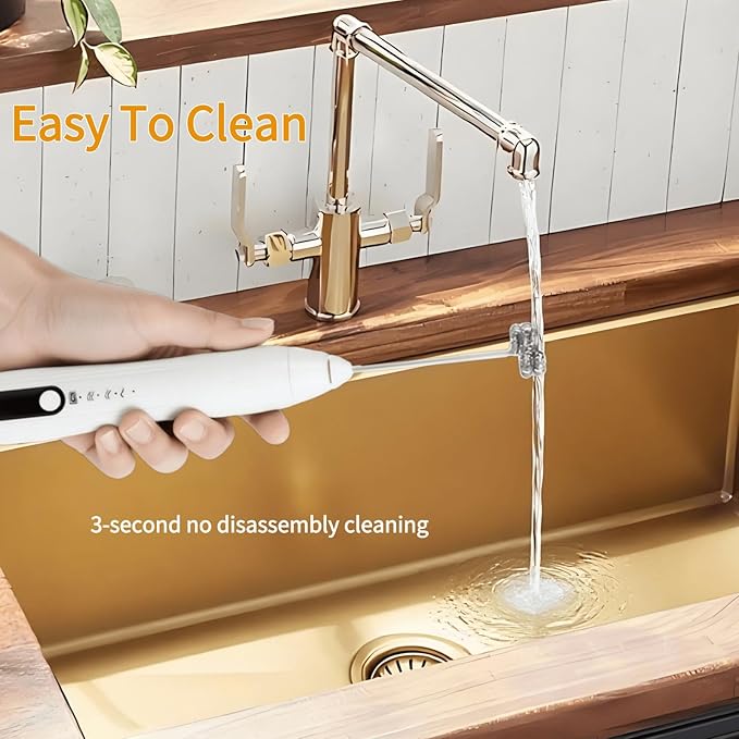 Rechargeable Milk Frother Handheld,Kitchen Essentials Hand Mixer with 3 Stainless Whisks Heads,Electric Whisk Frother for Latte, Cappuccino,Matcha, Egg, Milk Powder,with Stand (white)
