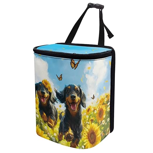 Cute Dog Car Trash Can Easy Installation Vehicle Trash Can for SUV Truck Van Leak Proof Vehicle Trash Can Hanging Car Interior Accessory Fit Most Cars, Trucks, SUVS, or Vans
