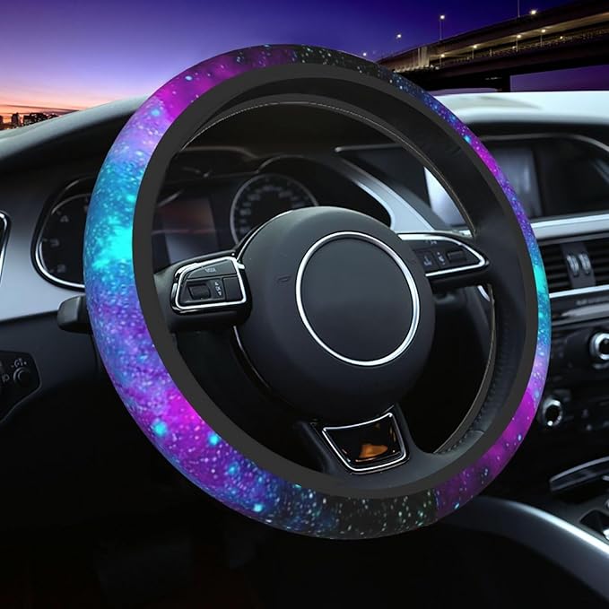 Galaxy Steering Wheel Cover for Women Men Girls Car Accessories Decor Anti-Slip Neoprene Auto Steering Wheel Covers Protector Universal 15 Inch