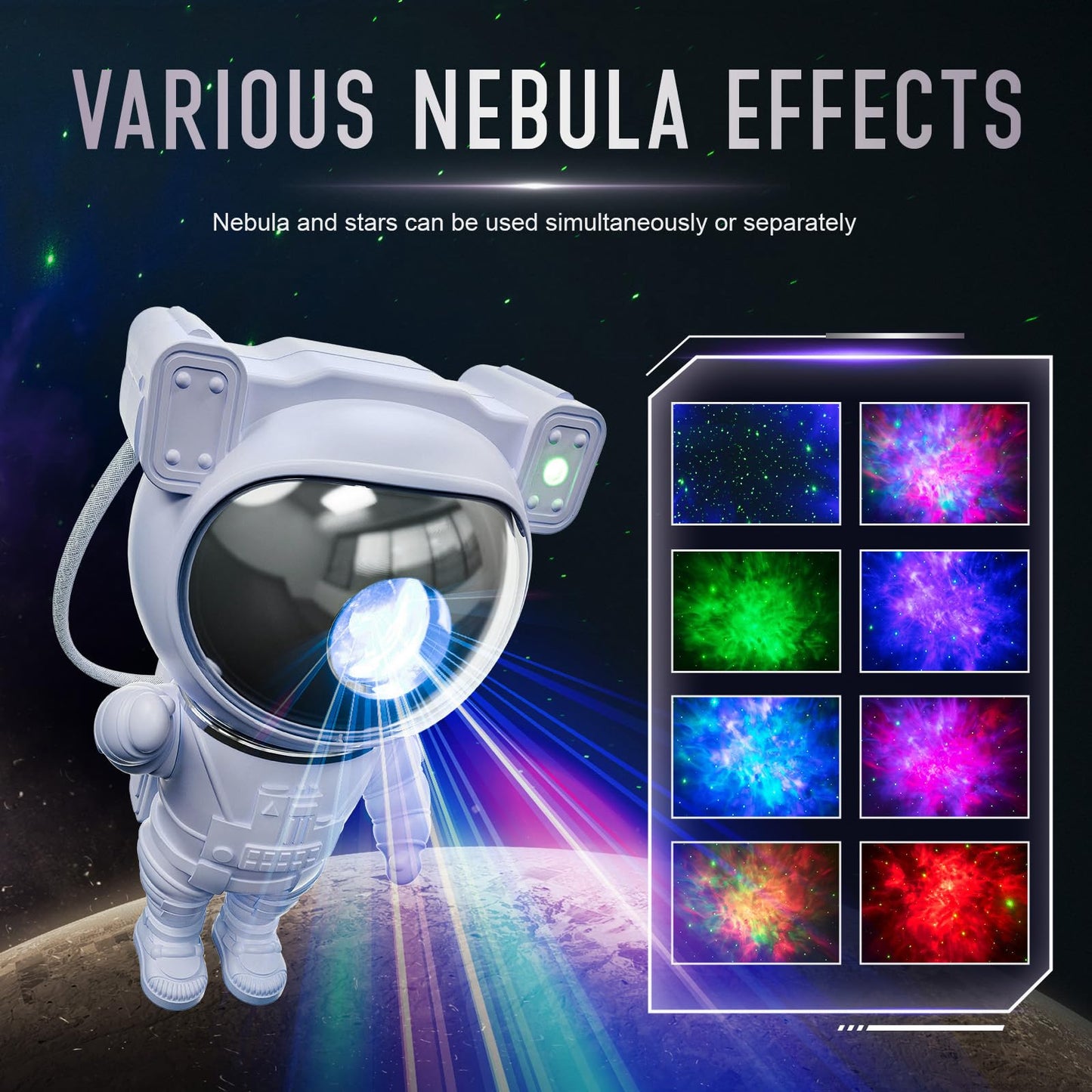 Mooyran Astronaut Galaxy Projector Night Light - Blue, Nebula Effects, Timer, Model TYD-YHY-001
