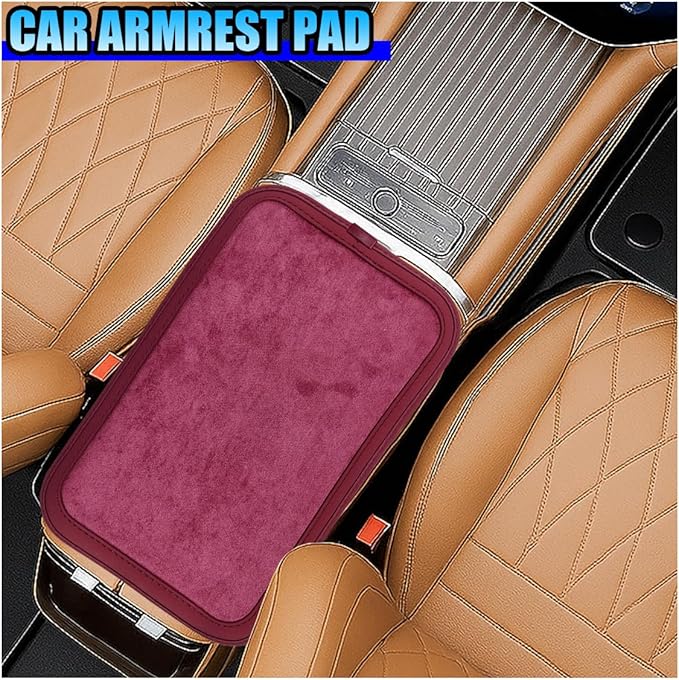 YoRise Car Center Console Cover, Leather Car Armrest Cover with 2 Storage Bags, Comfortable Non-Slip Arm Rest Seat Box Pad, Console Armrest Box Protector Cushion for Most Cars (Red)