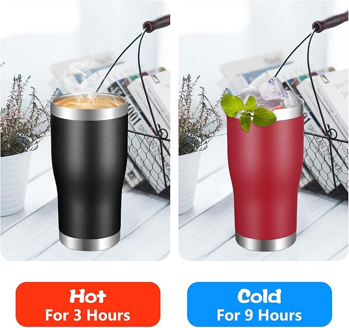 VEGOND 20oz Tumbler Stainless Steel Tumbler Cup with Lid And Straw Vacuum Insulated Double Wall Travel Coffee Mug(Black 6 Pack)