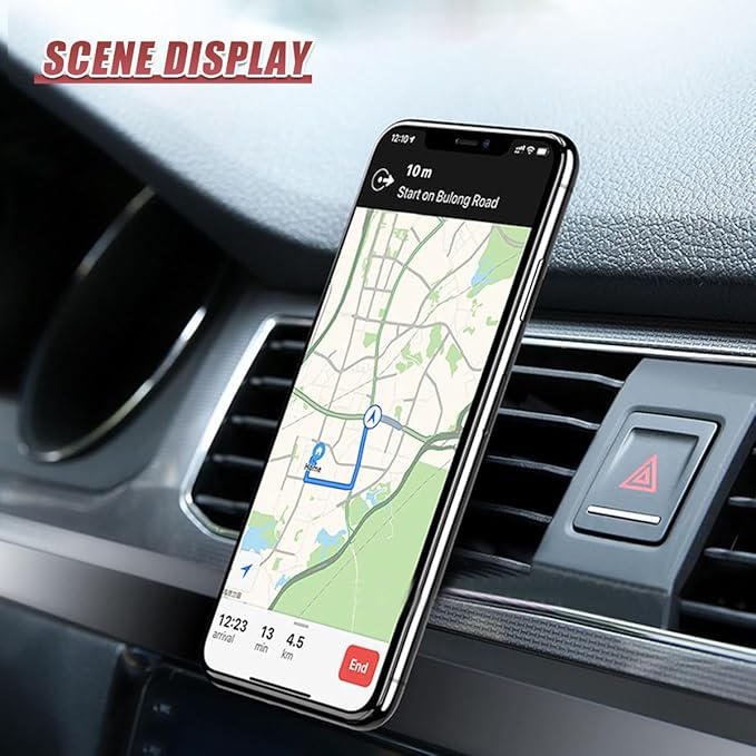 YoRise Magnetic Car Phone Holder, L Type 360° Rotatable Adjustable Car Air Vent Cellphone Mount, No-Hand Clip-On Navigation Bracket, Universal Vehicle Smartphones Stand Accessories (Blue)