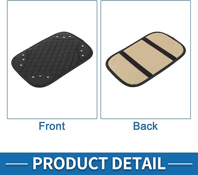 Car Armrest Cushion Pad Non-slip 12.20"x7.87" Seat Box Cover Protector PU Black Center Console Lid