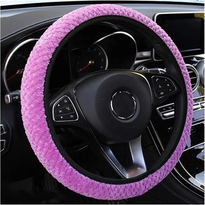 Car Accessories Steering Wheel Cover Non-Slip Fashionable Winter Little Velvet Without Inner Ring Plush Car Wheel Cover (Color : 6)