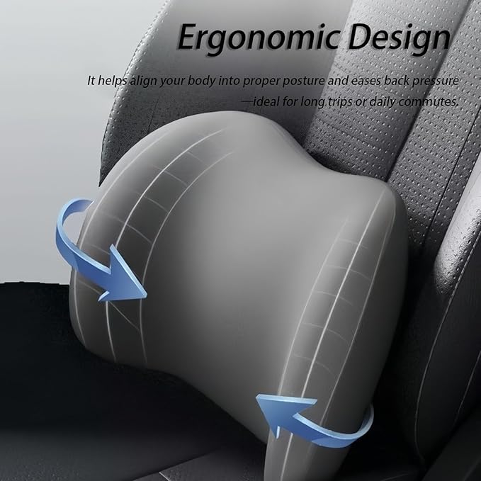Car Lumbar Support Pillow and Car Neck Pillow Kit for Tata Nano 2008-2012 2013 2014 2015 2016 2017 2018, Car Seat Neck Back Rest Pillows, Ergonomic Car Seat Headrest & Lumbar Cushion