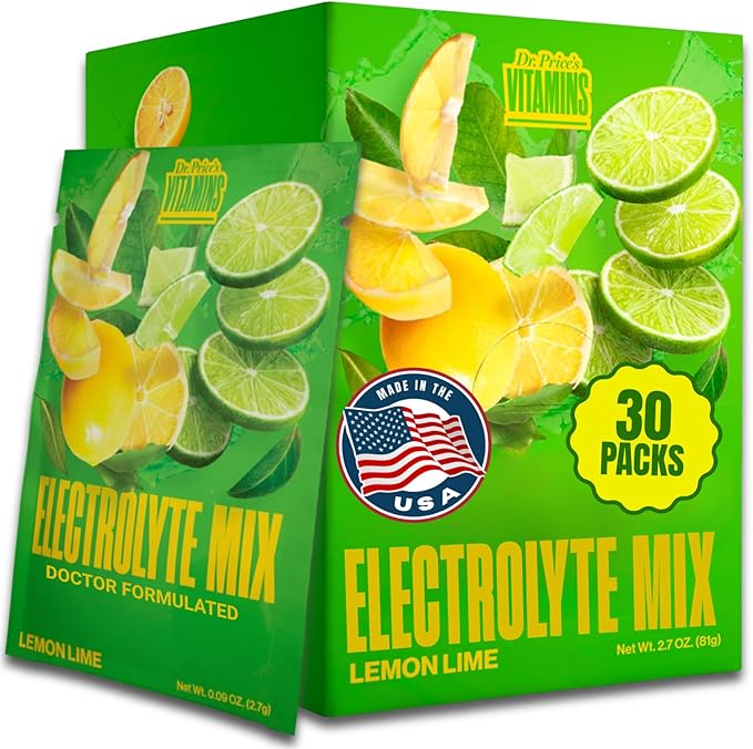Dr. Price’s Electrolytes Powder Packets – Lemon Lime, 30 Packs | Sugar Free Electrolytes | Hydration Drink Mix, 72+ Trace Minerals, Manganese | Keto Electrolytes, Vegan, Doctor-Formulated, Made in USA